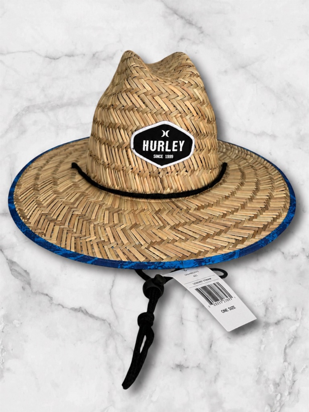 NWT Hurley Bayside Straw Lifeguard Hat Blue Wave Underside Brim OS Unisex Beach